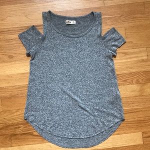 Women’s grey hollister off the shoulder top.